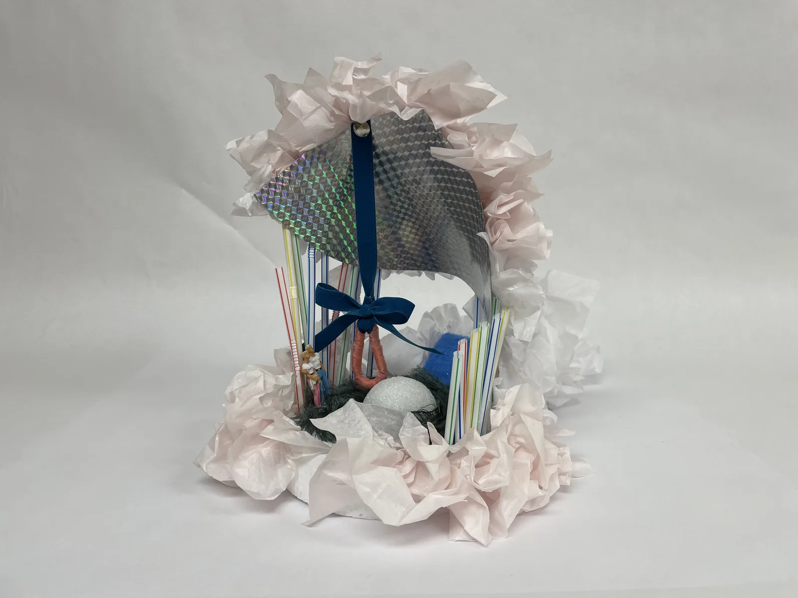 Intimate sculptural work with soft, nest-like forms