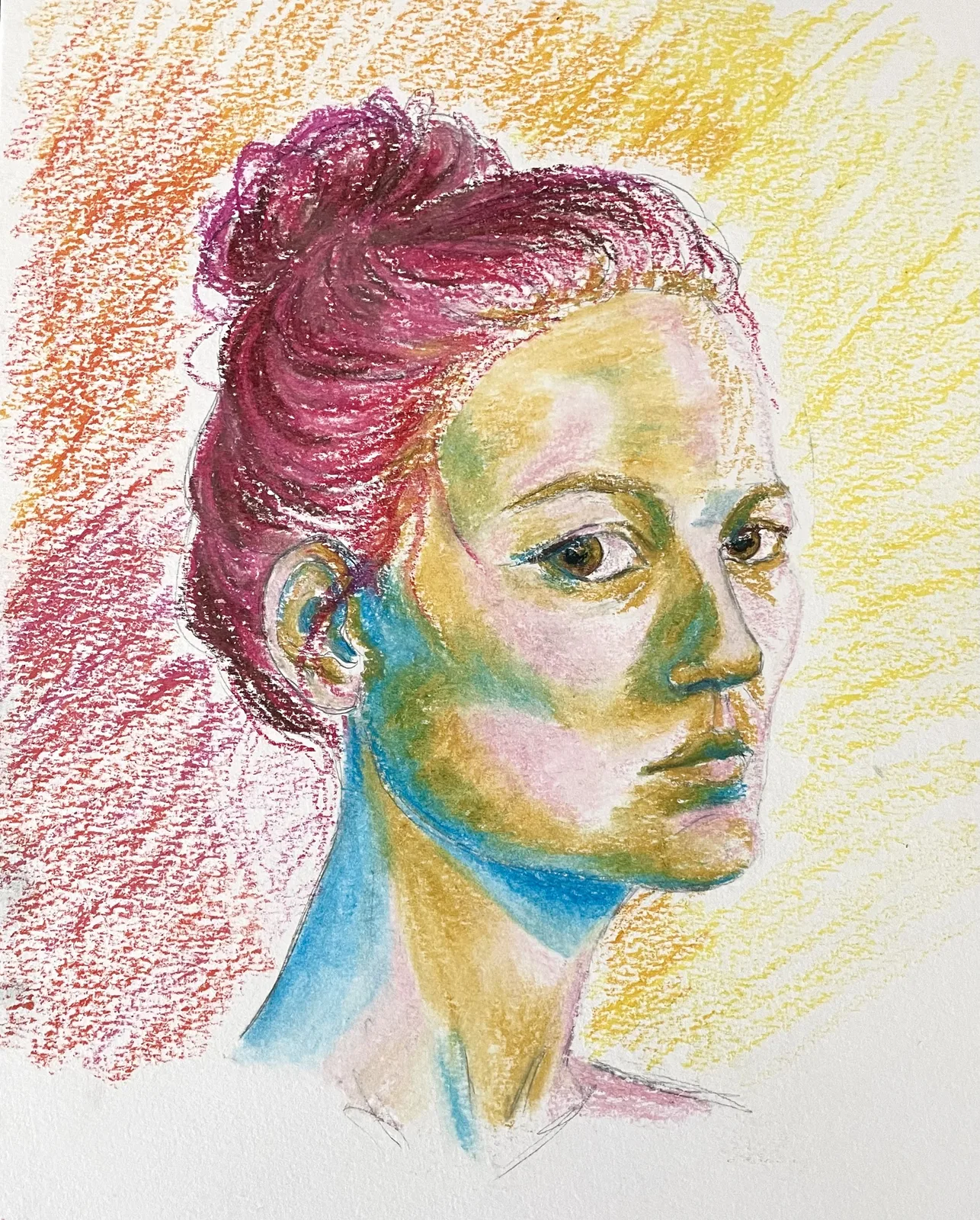 Expressive self portrait painting by the artist